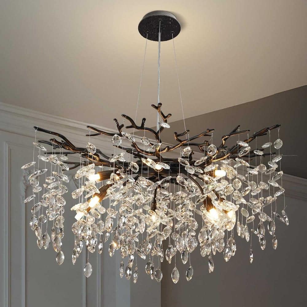 YUYI Modern Chandelier 30 in.18-Lights Black Chandelier for Dining