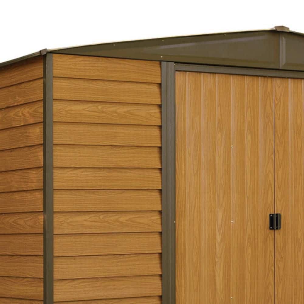 Woodridge 8 x 6 ft. Brown Steel Storage Shed with Sliding Doors