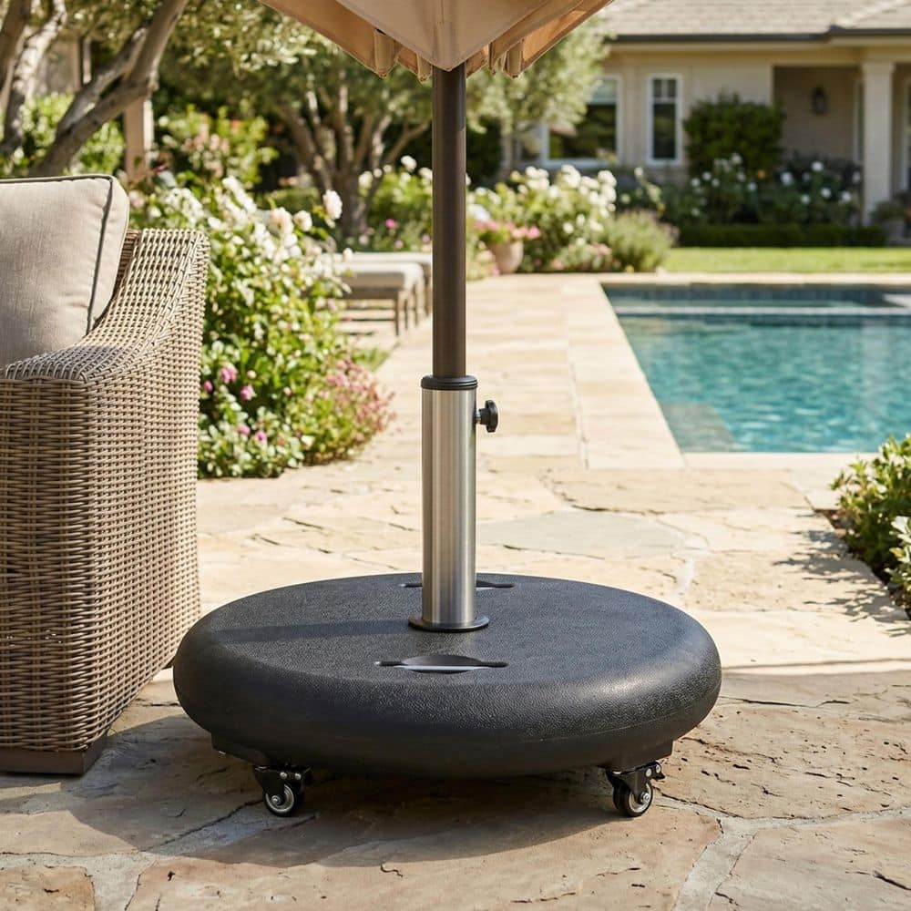 concrete mounted patio umbrella In-ground Base for Offset Cantilever Umbrella,Universal Base exposed patios Jardinico 501 Concrete Cantilever Umbrella