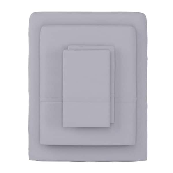 Lavish Home 3-Piece Silver Solid 75 Thread Count Polyester Twin XL Sheet Set