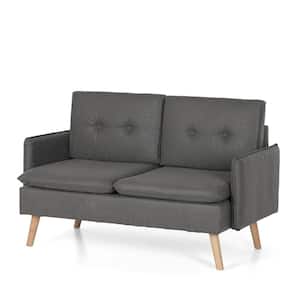 52.2 in. Gray Leather 2-Seater Loveseat