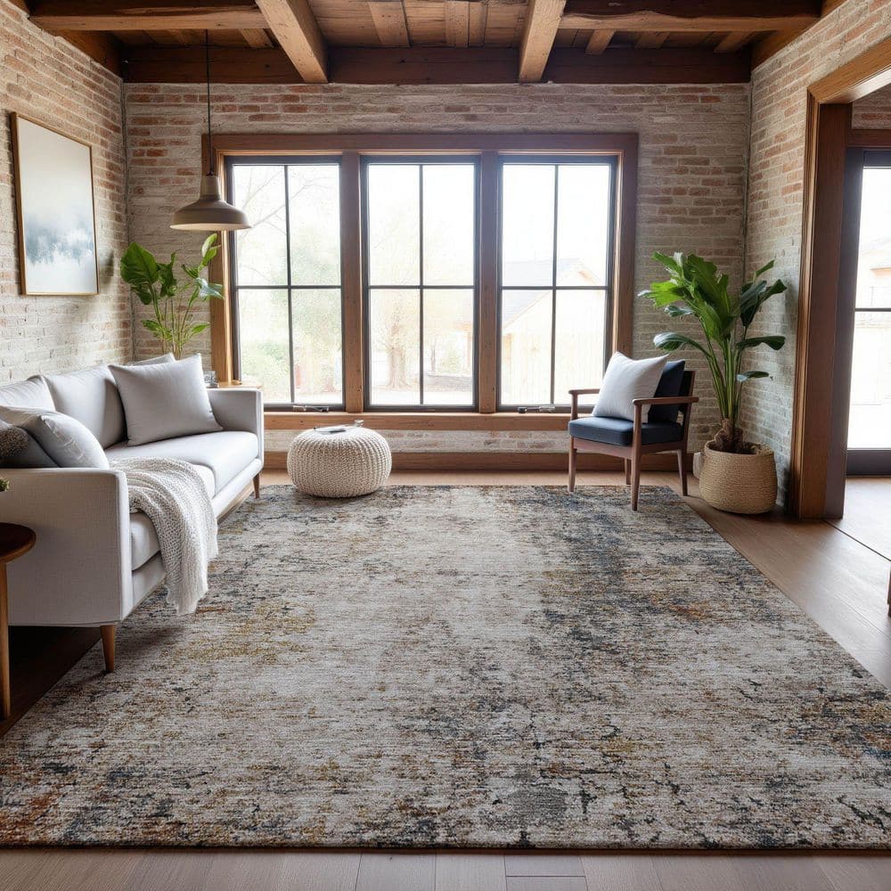 Mayfield Premium Machine Washable Abstract AMF1179 Putty 3 ft. x 5 ft. Area Rug price history on PriceWatchPro