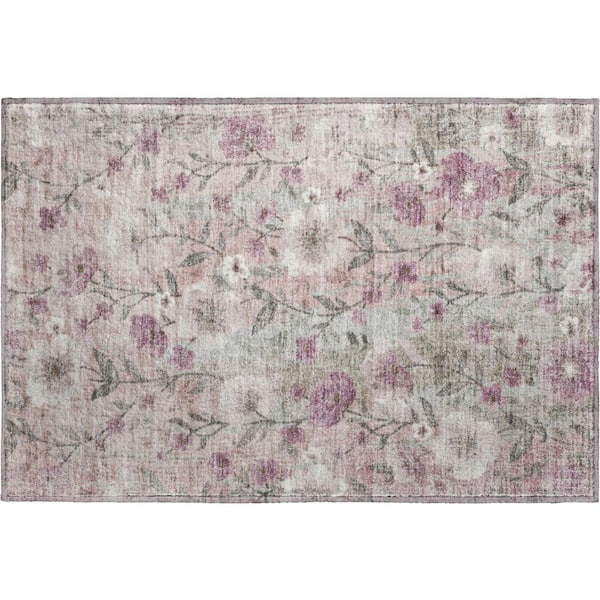 Mayfield Premium Machine Washable Abstract AMF2403 Blush 3 ft. x 4 ft. Area Rug