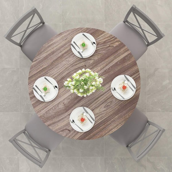 VECELO Modern 5-Piece Marble Dining Table Set - Compact 4-Seat Kitchen Dinette Furniture, Gray Dining Set TBL16-GRY&CHR16-GRY-A4