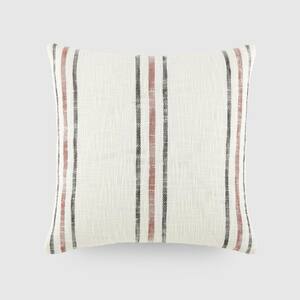 Yarn-Dyed Cotton Decor 20in. x 20in. Throw Pillow in Terracotta Framed Stripe