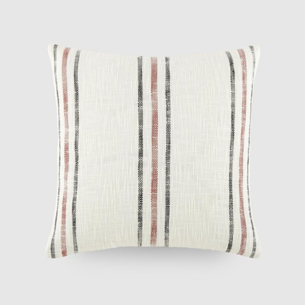 Becky Cameron Yarn Dyed Cotton Decor 20 in. x 20 in. Throw Pillow in Terracotta Framed Stripe