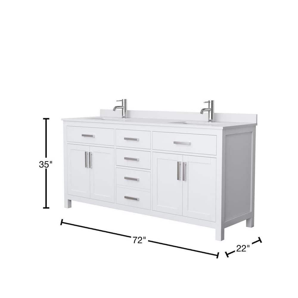 Beckett Classic 72" White Cultured Marble Double Bathroom Vanity