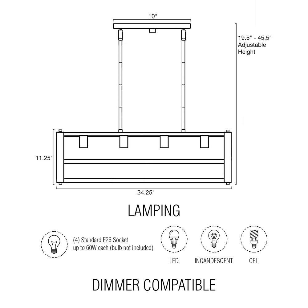 Goodwin 34" Black and Smoked Birch Farmhouse Island Light