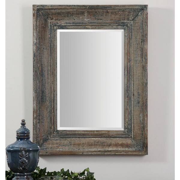 Global Direct 34 in. x 27 in. Blue/Green Rectangle Framed Mirror