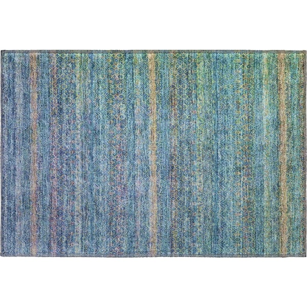 Mayfield Premium Machine Washable Abstract AMF2106 Teal 2 ft. x 3 ft. Accent Rug