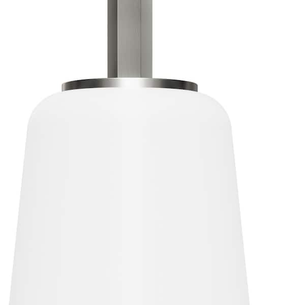 Hunter - Nolita 1-Light Brushed Nickel Island Pendant Light with Cased White Glass Shade