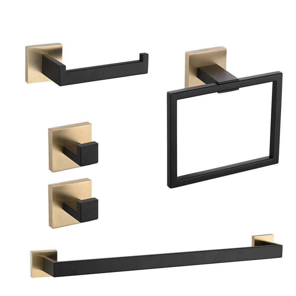 5-Piece Bath Hardware Set with Mounting Hardware in Black+Gold price history on PriceWatchPro