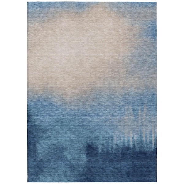 Chantille Machine Washable Indoor/Outdoor Abstract ACN2420 Denim 8 ft. x 10 ft. Area Rug