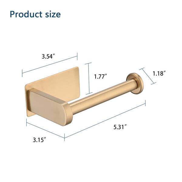 Flynama Wall-Mount Single Post Toilet Paper Holder Stainless Steel Adhesive  Toilet Roll Holder no Drilling in Brushed Gold JX-219112864 - The Home Depot