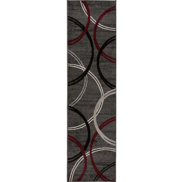 Unbranded Black Polypropylene 2 ft. x 10 ft. Geometric Indoor Runner Rug