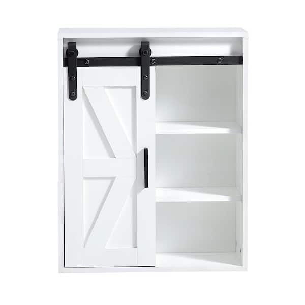 21.7 in. W x 27.6 in. H Rectangular White MDF Surface Mount Medicine Cabinet without Mirror