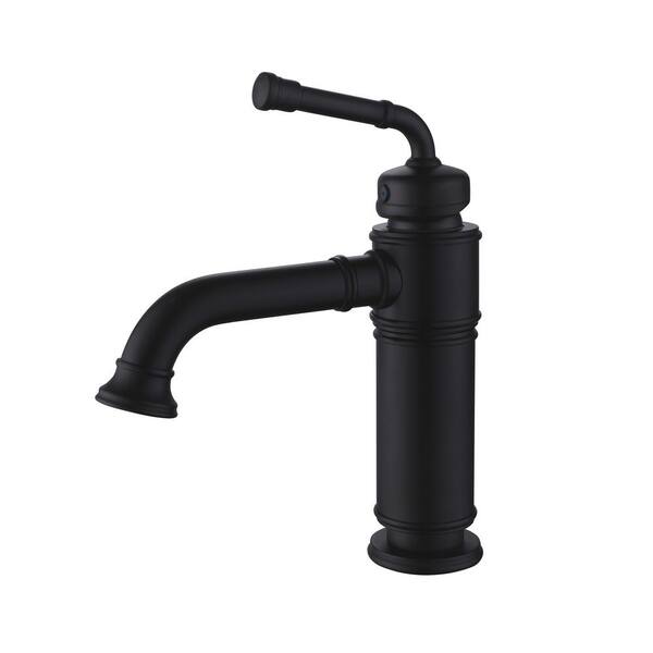 Tomfaucet Single-Handle Single Hole Bathroom Faucet in Matte Black