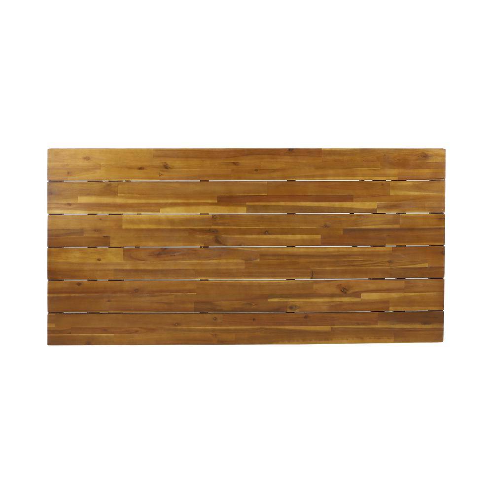 Elegant Teak and Black Acacia Wood 72" Outdoor Dining Table