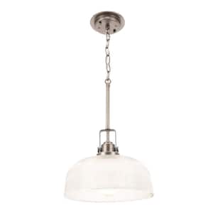 Archie Collection 1-Light Antique Nickel Pendant with Clear Prismatic Glass