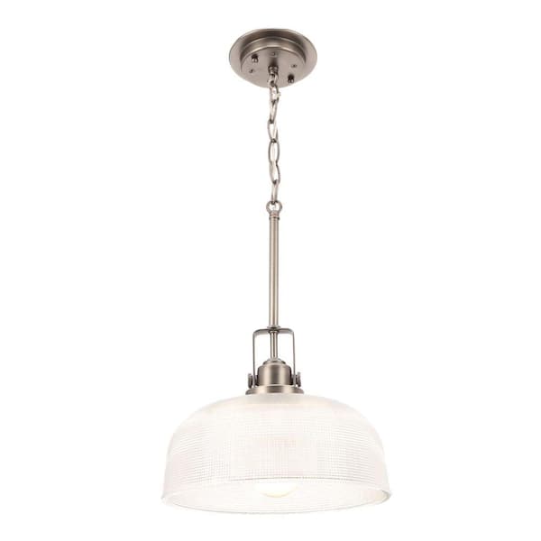 Progress Lighting Archie Collection 1-Light Antique Nickel Pendant with Clear Prismatic Glass
