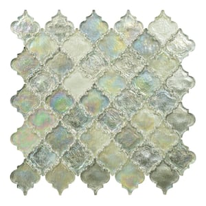 Grandio Arabesque 11.5 in. x 11 in. Polished Utopia Green Glass Mosaic Tile Sample