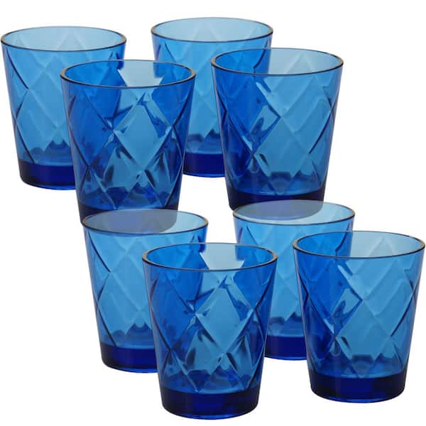 5 Vintage Cobalt Blue Round Bottom Tumblers Drinking Water Glasses 16 oz