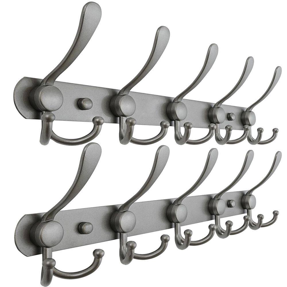 Wudkey 2 Pack Wall Mounted Metal Coat Rack, Robe/Towel Hook, 5 Tri J ...