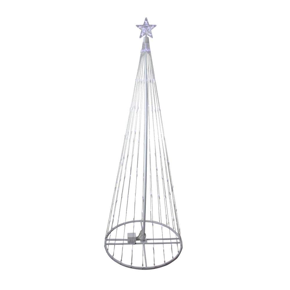 Pure White LED Lighted Cone Tree with Crystalline Star Topper