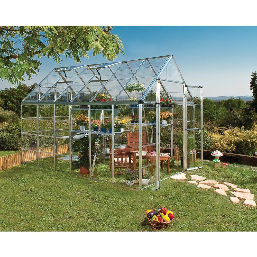 Snap & Grow 8' x 12' Silver Polycarbonate Aluminum Greenhouse