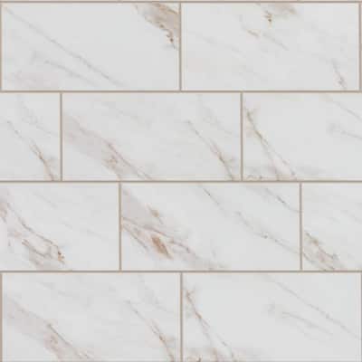 Sanden Calacatta Gold Marble Matte 12 in. x 24 in. Glazed Porcelain Floor and Wall Tile (15.6 sq. ft./Case)
