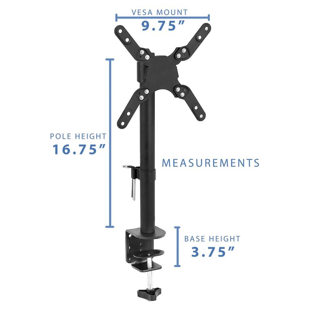 Black Heavy-Duty Adjustable Desk Mount for Monitors and TVs up to 42"