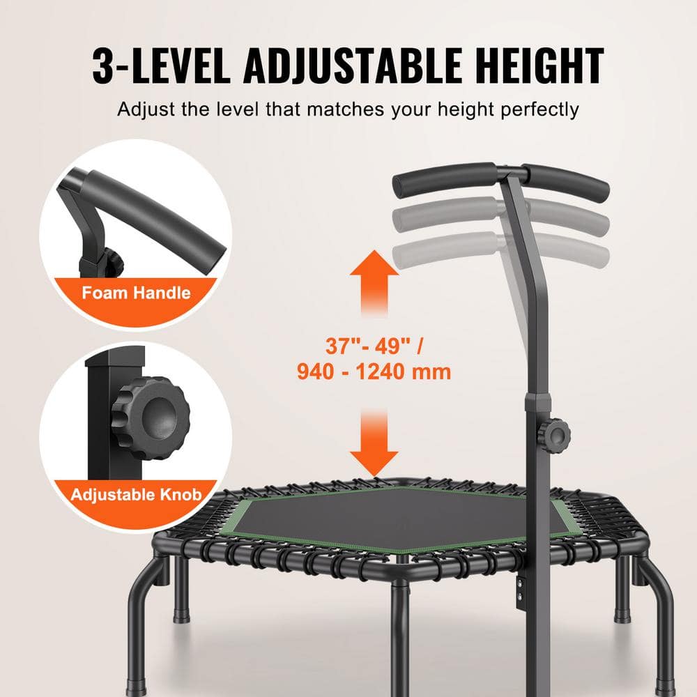54.5" Black Indoor Fitness Trampoline with Handle