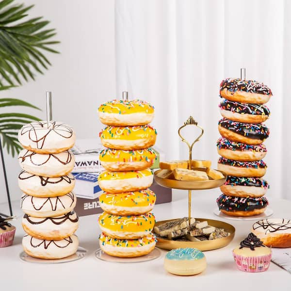 Wudkey 4 PCS Acrylic 1-Tier Cake Stand, Donut Display Stand Tower
