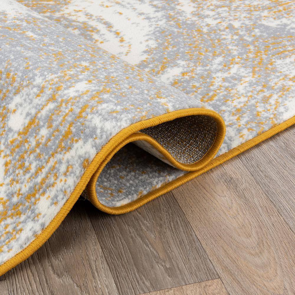 Yellow and Gray 5' x 7' Reversible Synthetic Area Rug