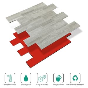 Subway Collection Wood Gray 12 in. x 12 in. PVC Peel and Stick Tile (5 sq. ft./5-Sheets)