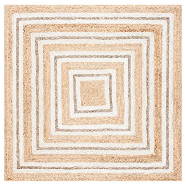 SAFAVIEH Natural Fiber Beige/Ivory 6 ft. x 6 ft. Woven Border Square Area Rug