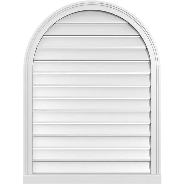 Ekena Millwork 30 in. x 40 in. Round Top White PVC Paintable Gable Louver Vent Functional