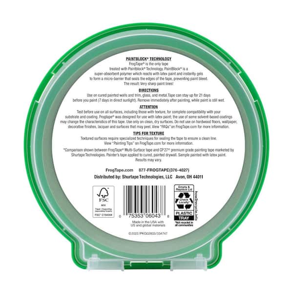 FROGTAPE Multi-Surface Painter's Tape with PAINTBLOCK, Medium Adhesion,  0.94 Wide x 60 Yards Long, Green (1358463)