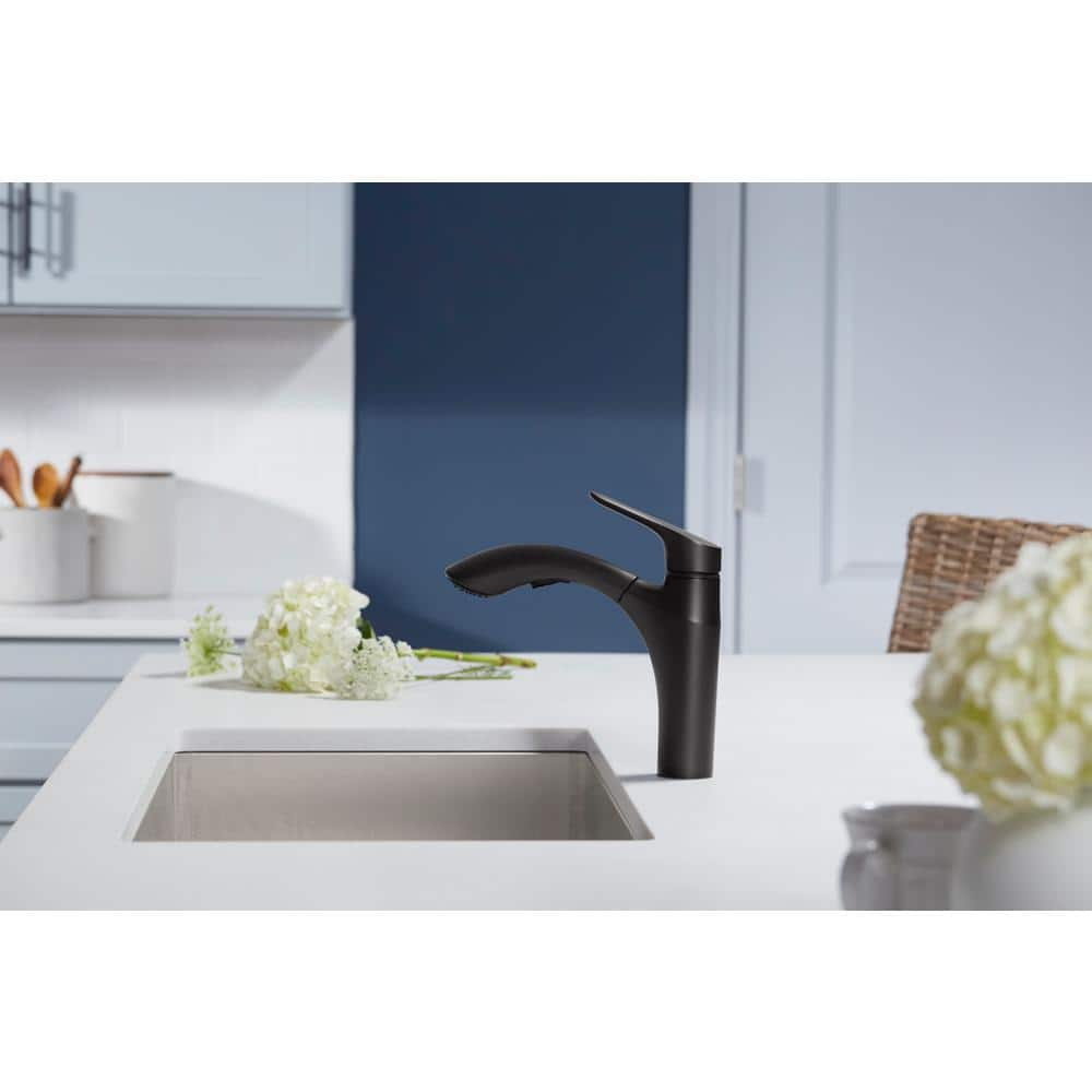 Matte Black Single-Handle Pull-Out Kitchen Faucet