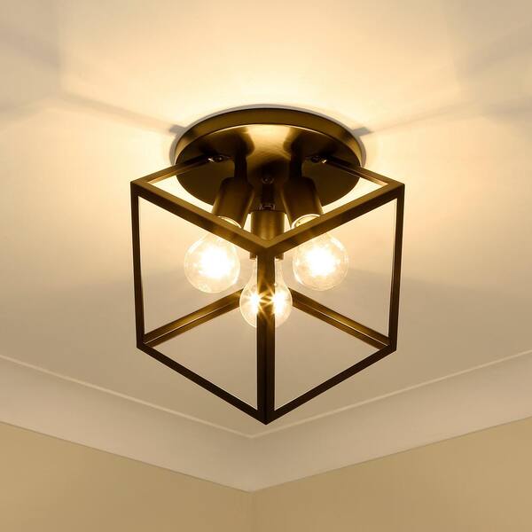Golden Lighting - Cassio 13.13 in. 3 Light Matte Black Semi-Flush Mount