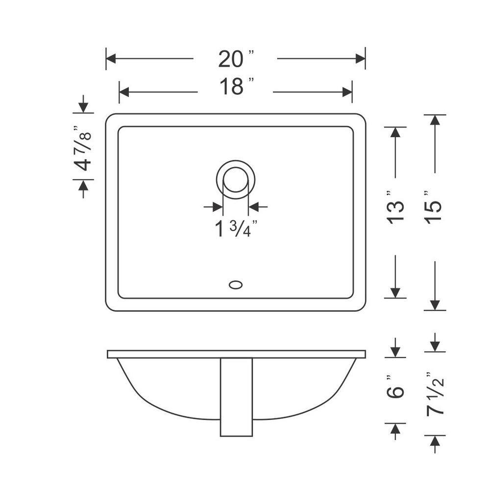 Bisque Ceramic Rectangular Undermount Bathroom Sink with Overflow