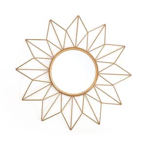 Narci 24 in. W x 24 in. H Iron Gold Floral Decorative Wall Mirror