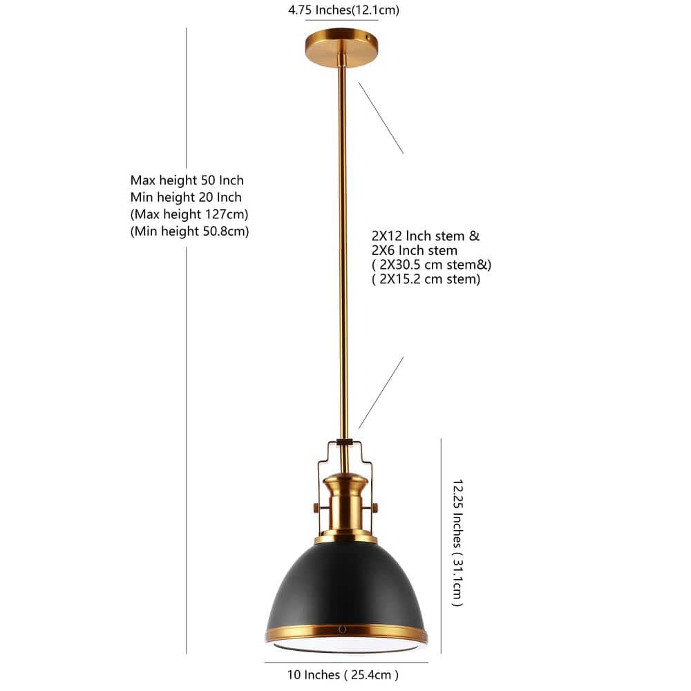 Homer 10" Black and Brass Gold Vintage LED Pendant Light