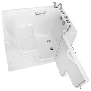 TransferXXXL 55 in. x 36 in. Acrylic Walk-In Soaking Bathtub in White, 5 Piece Fast Fill Faucet, RHS 2 in. Dual Drain