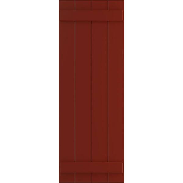 Ekena Millwork 21 1/2" x 41" True Fit PVC Four Board Joined Board-n-Batten Shutters, Pepper Red (Per Pair)