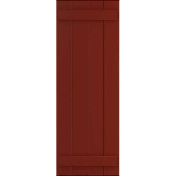 Ekena Millwork 21 1/2" x 75" True Fit PVC Four Board Joined Board-n-Batten Shutters, Pepper Red (Per Pair)