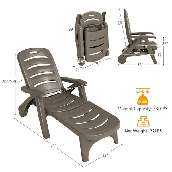 brown plastic lounge chairs