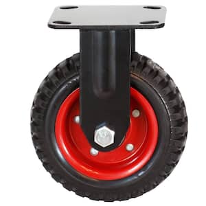 6 in. Fixed Plate Caster Wheels, Heavy-Duty Industrial Plate Casters with Rubber Knobby Tread