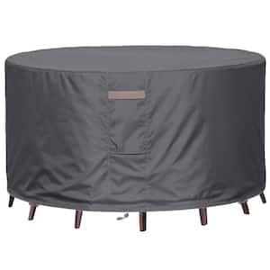 84 in. Dia x 28 in. H Heavy Duty Waterproof Patio Furniture Covers, Fade Resistant Round Outdoor Table Covers, Dark Gray
