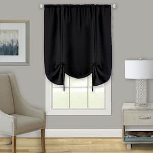 Darcy 58 in. W x 63 in. L Polyester Light Filtering Tie-Up Window Panel in Black